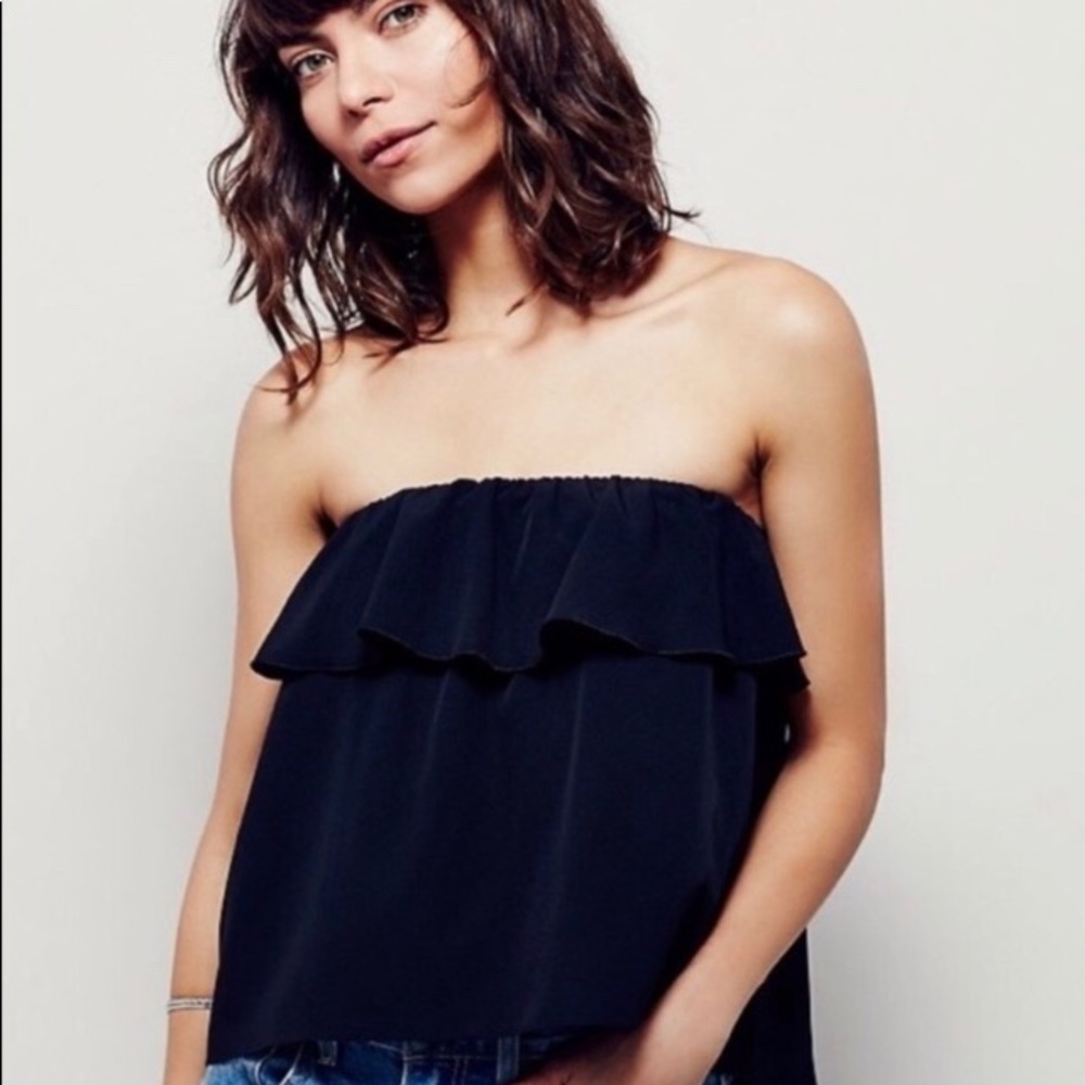Free People Woven Ruffle Flounce Top